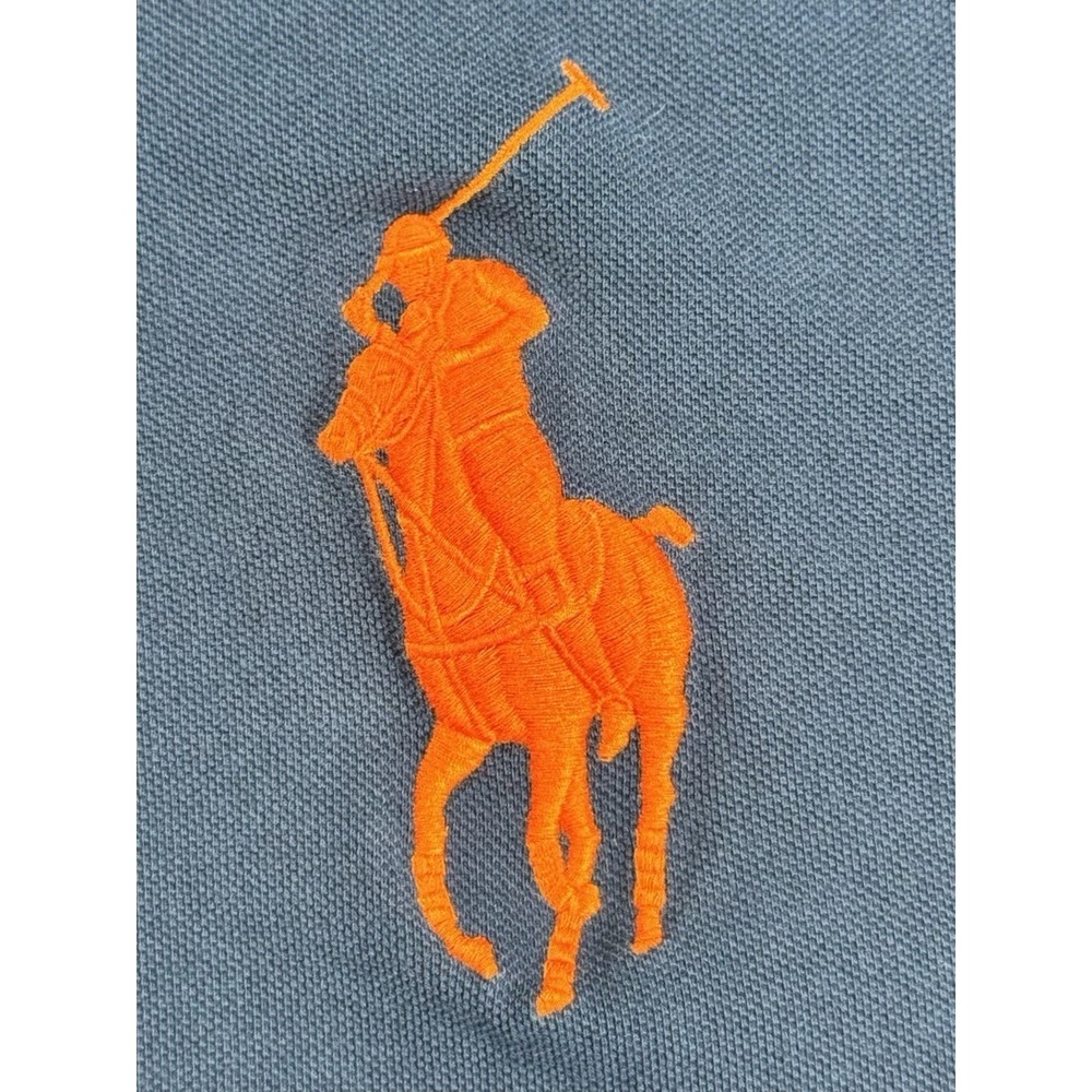 Polo By Ralph Lauren Big Pony Polo Shirt Mens Size L Navy Custom Fit 3 Logo - Picture 6 of 9